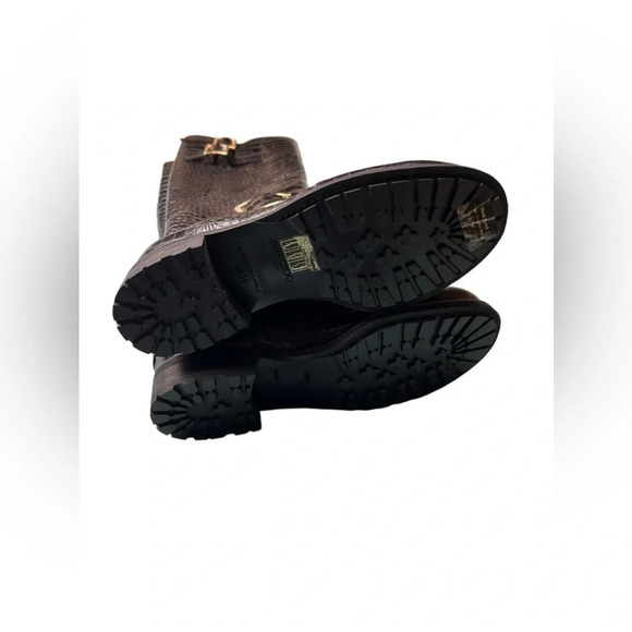 JIMMY CHOO Womens Boots Stamped Mock Croc Shearling Size 36.5 Buckled $1,295 - Picture 8 of 16